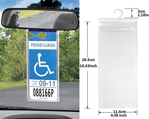 Product Cover LotFancy Set of 2, Handicap Disabled Parking Permit Placard Protector Hanger Plastic Car Holder Hang Tag Sleeve