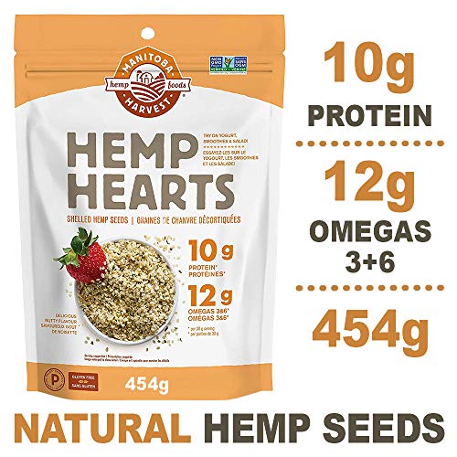 Product Cover Manitoba Harvest Hemp Hearts Raw Shelled Hemp Seeds, 454g; with 10g Protein & 12g Omegas per Serving, Whole 30 Approved, Non-GMO, Gluten Free