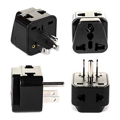 Product Cover USA, Canada Adapter Plug by OREI, Europe, UK, China to US American Adaptor - Grounded - Type B - Universal Socket - EU to US - 4 Pack