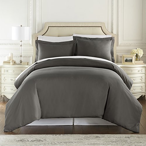 Product Cover 1500 Thread Count Egyptian Quality Duvet Cover Set, 3pc Luxury Soft, King-Gray