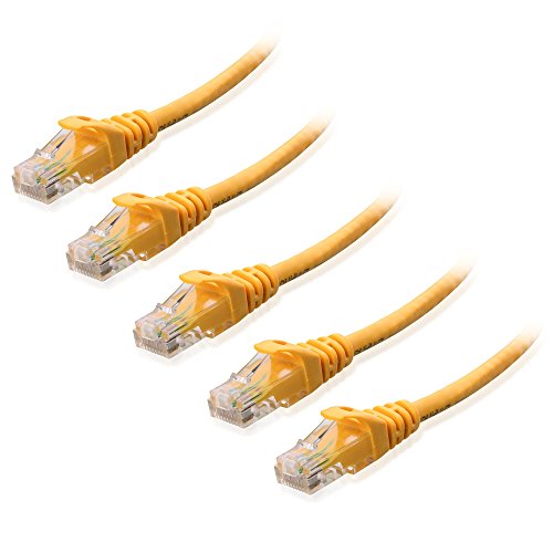 Product Cover Cable Matters 5-Pack Snagless Cat6 Ethernet Cable (Cat6 Cable, Cat 6 Cable) in Yellow 7 Feet