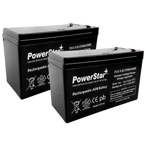 Product Cover PowerStar-2Pack-2 Year Warranty 12V 9AH SLA Battery for Razor e200 / e200s / e225 / e300 / e300s / e325