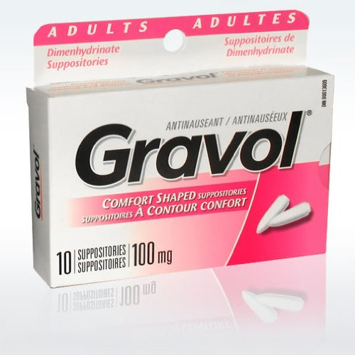 Product Cover Gravol Suppositories Antinauseant for NAUSEA, VOMITING, DIZZINESS & MOTION SICKNESS - Contains 10 Suppositories