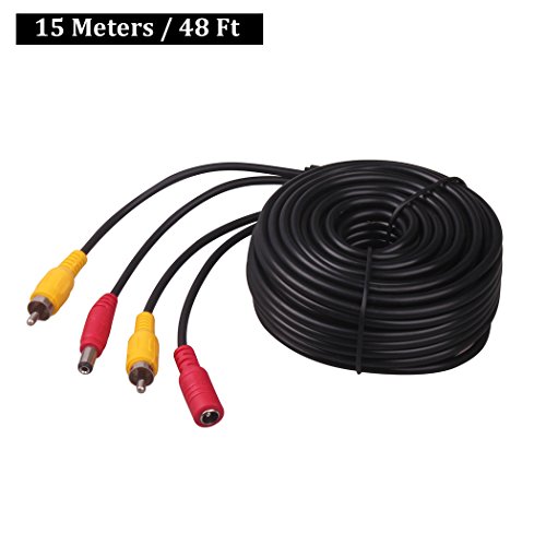 Product Cover HitCar RCA Plug DC 2.1 5.5 MM Power Video AV Extension Cord Cable for CCTV Security Car Tuck Bus Trailer Reverse Parking Reverse Camera 15 Meters 59ft