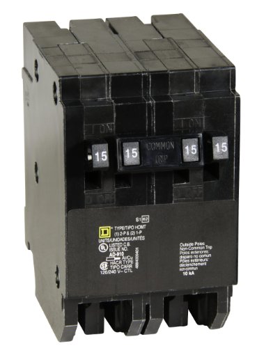 Product Cover Square D by Schneider Electric HOMT1515215CP Homeline 2-15-Amp Single-Pole 1-15-Amp Two-Pole Quad Circuit Breaker