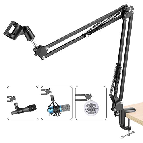 Product Cover NEEWER Adjustable Microphone Suspension Boom Scissor Arm Stand, Compact Mic Stand Made of Durable Steel for Radio Broadcasting Studio, Voice-Over Sound Studio, Stages, and TV Stations