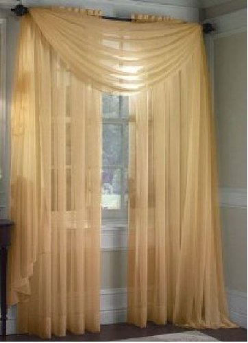 Product Cover MONAGIFTS GOLD Scarf Voile Window Panel Solid sheer valance curtains 216 LONG by Jenin