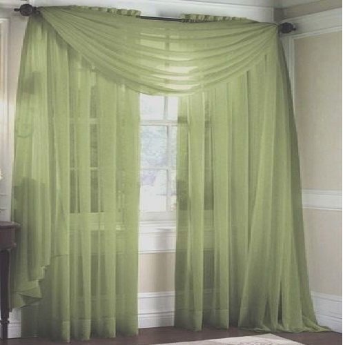 Product Cover MONAGIFTS SAGE GREEN Scarf Voile Window Panel Solid sheer valance curtains 216