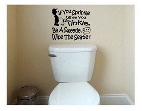 Product Cover BERRYZILLA If You Sprinkle When You Tinkle Decal Wall Vinyl Bathroom Potty SEAT Boys Training Lettering Art Quote Sticker (Package Come with glowindark Monster switchplate Decal)