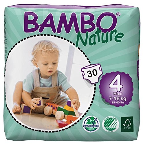Product Cover Bambo Nature Eco Friendly Baby Diapers Classic for Sensitive Skin, Size 4 (15-40 lbs), 30 Count