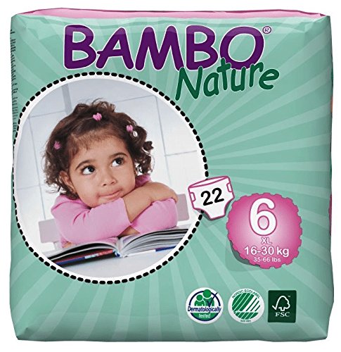 Product Cover Bambo Nature Eco Friendly Baby Diapers Classic for Sensitive Skin, Size 6 (35-66 lbs), 22 Count