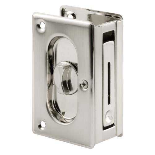 Product Cover Prime-Line N 7367 Pocket Door Privacy Lock with Pull - Replace Old or Damaged Pocket Door Locks Quickly and Easily - Satin Nickel, 3-3/4