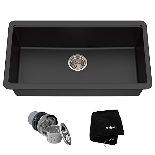 Product Cover Kraus KGU-413B 31 inch Undermount Single Bowl Black Onyx Granite Kitchen Sink