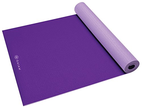 Product Cover Gaiam Yoga Mat Premium Solid Color Reversible Non Slip Exercise & Fitness Mat for All Types of Yoga, Pilates & Floor Workouts, Plum/Jam, 6mm