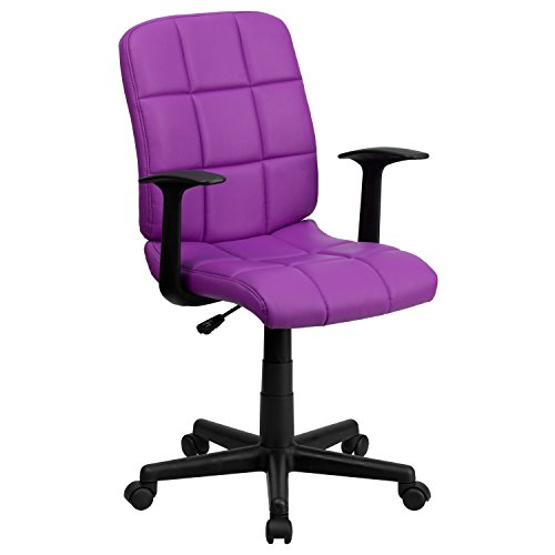 Product Cover Flash Furniture Mid-Back Purple Quilted Vinyl Swivel Task Chair with Arms - GO-1691-1-PUR-A-GG