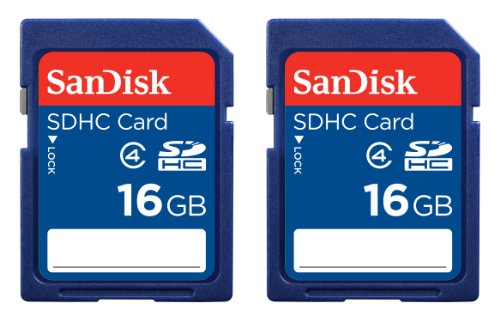 Product Cover SanDisk 16GB Class 4 SDHC Memory Card, 2 Pack (2x16GB), Frustration-Free Packaging- SDSDB2-016G-AFFP (Label May Change)
