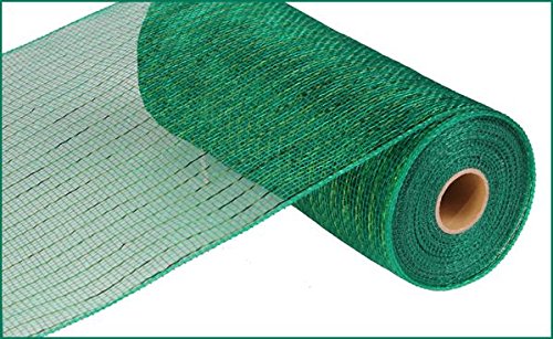 Product Cover 10 Inch x 30 Feet Deco Poly Mesh Ribbon - Metallic Emerald Green : RE130106