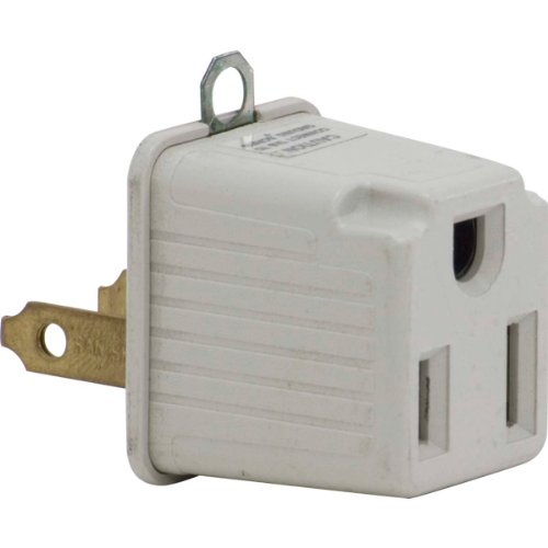 Product Cover Globe Electric 54786 1-Outlet Single-Tap Grounding Adapter 2-Pack, White Finish