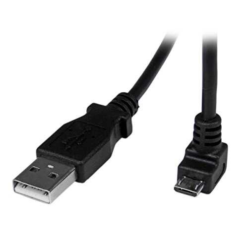 Product Cover StarTech.com 2m Micro USB Cable Cord - A to Down Angle Micro B - Down Angled Micro USB Cable - 1x USB A (M), 1x USB Micro B (M) - Black (USBAUB2MD)