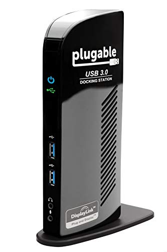 Product Cover Plugable USB 3.0 Universal Laptop Docking Station for Windows (Dual Video HDMI and DVI/VGA, Gigabit Ethernet, Audio, 6 USB Ports)