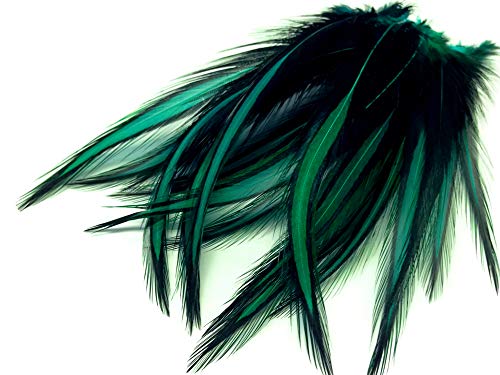 Product Cover 10 Pieces - Peacock Green Laced Long Rooster Cape Feathers Fly Tying Whiting BLW Rooster Saddle | Moonlight Feather