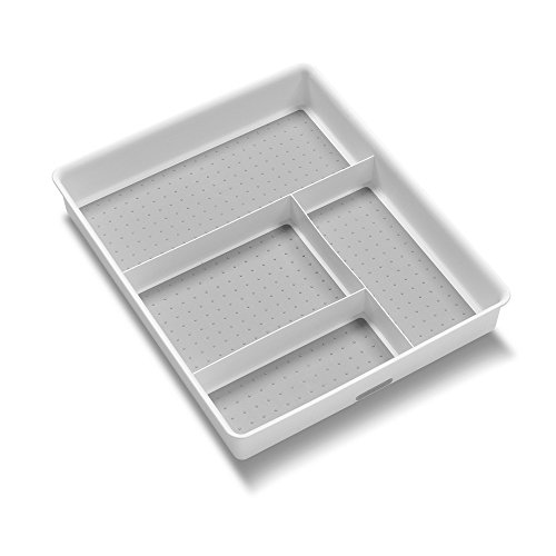 Product Cover madesmart Basic Gadget Tray Organizer - White | BASIC COLLECTION | 4-Compartments | Multi-Purpose Storage | Non-slip Lining | Easy to Clean | Durable | BPA-Free