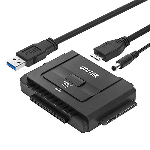 Product Cover Unitek USB 3.0 to IDE & SATA Converter External Hard Drive Adapter Kit for Universal 2.5/3.5 HDD/SSD Hard Drive Disk, One Touch Backup Function and Restore Software, Included 12V/2A Power Adapter