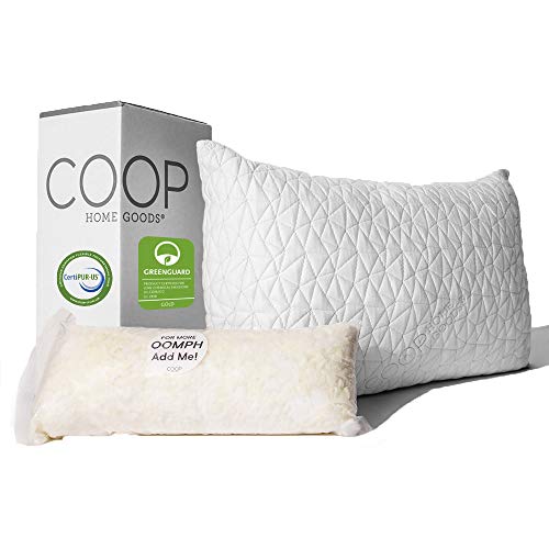 Product Cover Coop Home Goods - Premium Adjustable Loft Pillow - Hypoallergenic Cross-Cut Memory Foam Fill - Lulltra Washable Cover from Bamboo Derived Rayon - CertiPUR-US/GREENGUARD Gold Certified - King