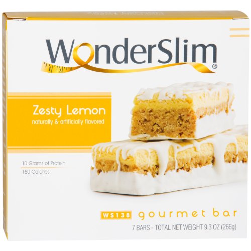 Product Cover WonderSlim Gourmet High Protein Bar/Diet Bars with 10g Protein - Trans Fat Free, Cholesterol Free, Zesty Lemon (7 Count)