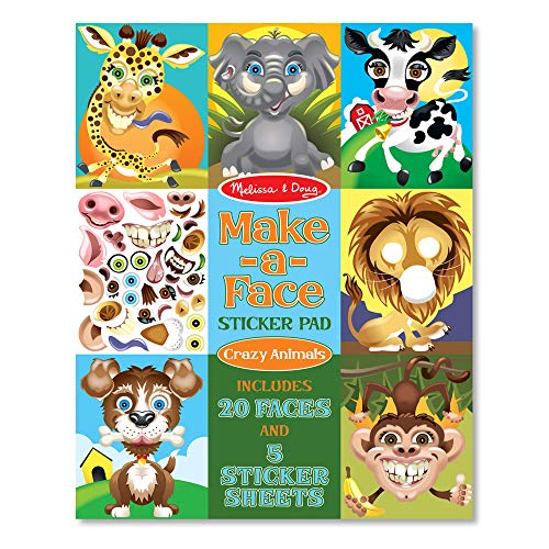Product Cover Melissa & Doug Make-a-Face Sticker Pad - Crazy Animals, 20 Faces, 5 Sticker Sheets