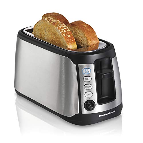 Product Cover Hamilton Beach 4-Slice Extra-Wide Long Slot Stainless Steel Toaster with Keep Warm, Defrost and Bagel Functions, Shade Selector, Toast Boost, Auto-Shutoff and Cancel Button, Black (24810)