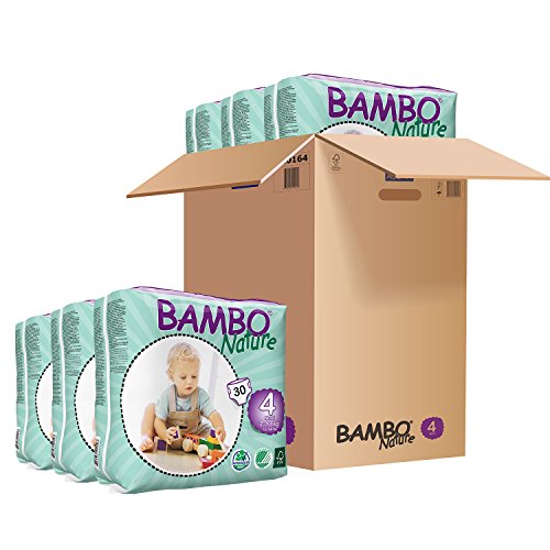 Product Cover Bambo Nature Eco Friendly Baby Diapers Classic for Sensitive Skin, Size 4 (15-40 lbs), 180 Count (6 Packs of 30)