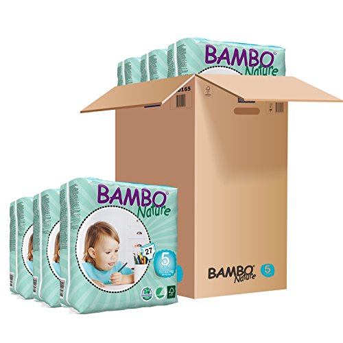 Product Cover Bambo Nature Premium Baby Diapers, Junior, Size 5, 27 Count (Pack of 6)