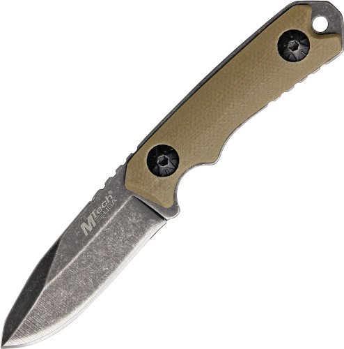 Product Cover MTech USA MT-20-30 Fixed Blade Neck Knife, Drop Point Blade, Tan G10 Handle, 4-3/4-Inch Overall