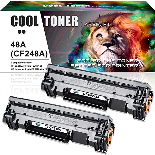 Product Cover Cool Toner Compatible Toner Cartridge Replacement for HP 48A CF248A M28w M15w Toner Cartridge HP Laserjet Pro MFP M28w M29w M28a M29a HP Laserjet Pro M15w M16a M15a M16w Printer Toner Ink (Black,2PK)