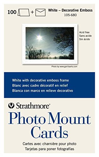 Product Cover Strathmore 105-680 Photo Mount Cards, White Decorative Embossed Border, 100 Cards & Envelopes