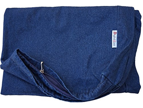 Product Cover Dogbed4less XXL 55X37X4 Inches Blue Color Denim Jean Dog Pet Bed External zipper Duvet Cover - Replacement cover only
