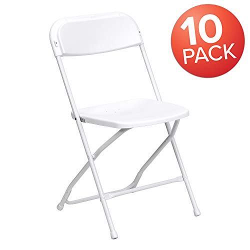 Product Cover Flash Furniture 10 Pk. Hercules Series 650 lb. Capacity White Plastic Folding Chair