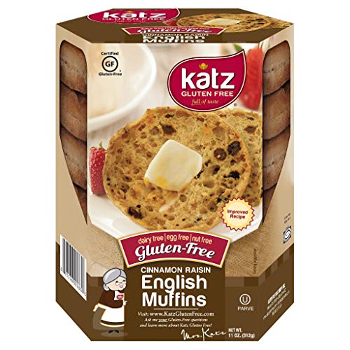 Product Cover Katz Gluten Free Cinnamon Raisin English Muffins | Dairy, Nut and Gluten Free | Kosher (1 Pack of 4 Muffins, 11 Ounce)