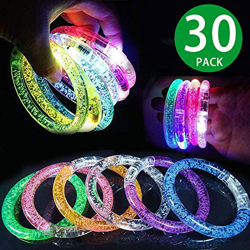 Product Cover 30 Pack Glow Bracelets ,6 Color LED Bracelets for Kids and Adults in The Dark New Year Party Supplies Favors, LED Bracelets Light Up Party Favors Glow Toys Supplies for Thanksgiving , Christmas Party