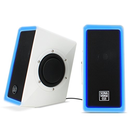 Product Cover GOgroove Desktop Speakers for Laptop Computer - SonaVERSE O2i Gaming Computer Speakers USB Powered with AUX Input, Blue LED Lights, Dual 2.5