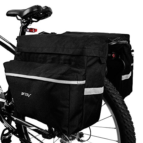 Product Cover BV Bike Bag Bicycle Panniers with Adjustable Hooks, Carrying Handle, 3M Reflective Trim and Large Pockets
