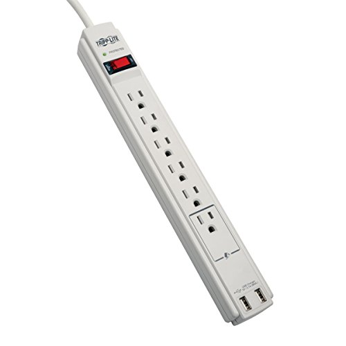 Product Cover Tripp Lite 6 Outlet Surge Protector Power Strip 6ft Cord 990 Joules Dual USB Charging LED & INSURANCE (TLP606USB)