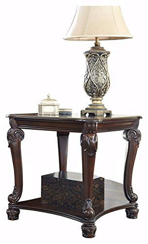 Product Cover Ashley Furniture Signature Design - Norcastle End Table - Ornate Style - Square - Dark Brown