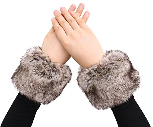 Product Cover Simplicity Women's Winter Faux Fur Short Wrist Cuff Warmers