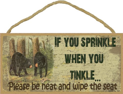 Product Cover Black Bear If You Sprinkle When You Tinkle Bath Bathroom Sign Plaque Cabin Lodge Decor 5