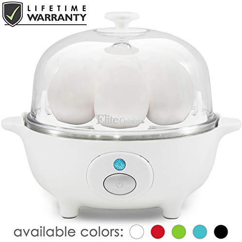 Product Cover Maxi-Matic EGC-007 Easy Electric Egg Poacher, Omelet, Scrambled, Soft, Medium, Hard-Boiled Boiler Cooker with Auto Shut-Off and Buzzer, Measuring Cup Included, BPA Free, 7 Capacity, White