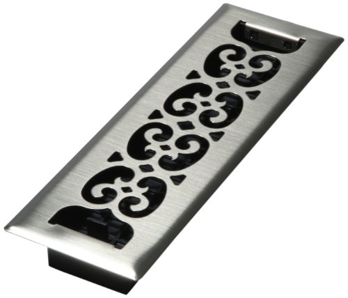 Product Cover Decor Grates SPH210-NKL 2-Inch by 10-Inch Scroll Floor Register, Nickel