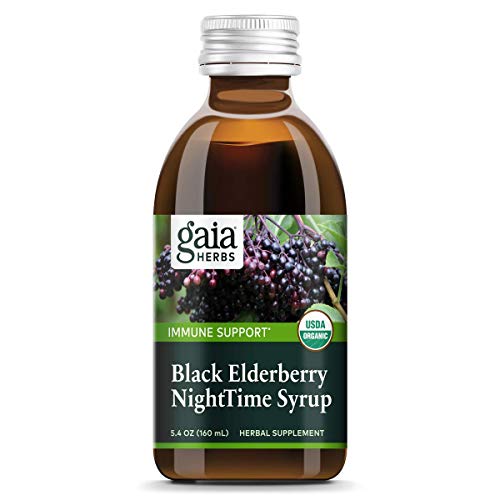 Product Cover Gaia Herbs Black Elderberry Nighttime Syrup, 5.4 Ounce