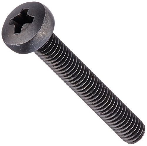 Product Cover Steel Pan Head Machine Screw, Black Oxide Finish, Meets DIN 7985, #1 Phillips Drive, M3-0.5 Thread Size, 20 mm Length, Fully Threaded, Import (Pack of 100)